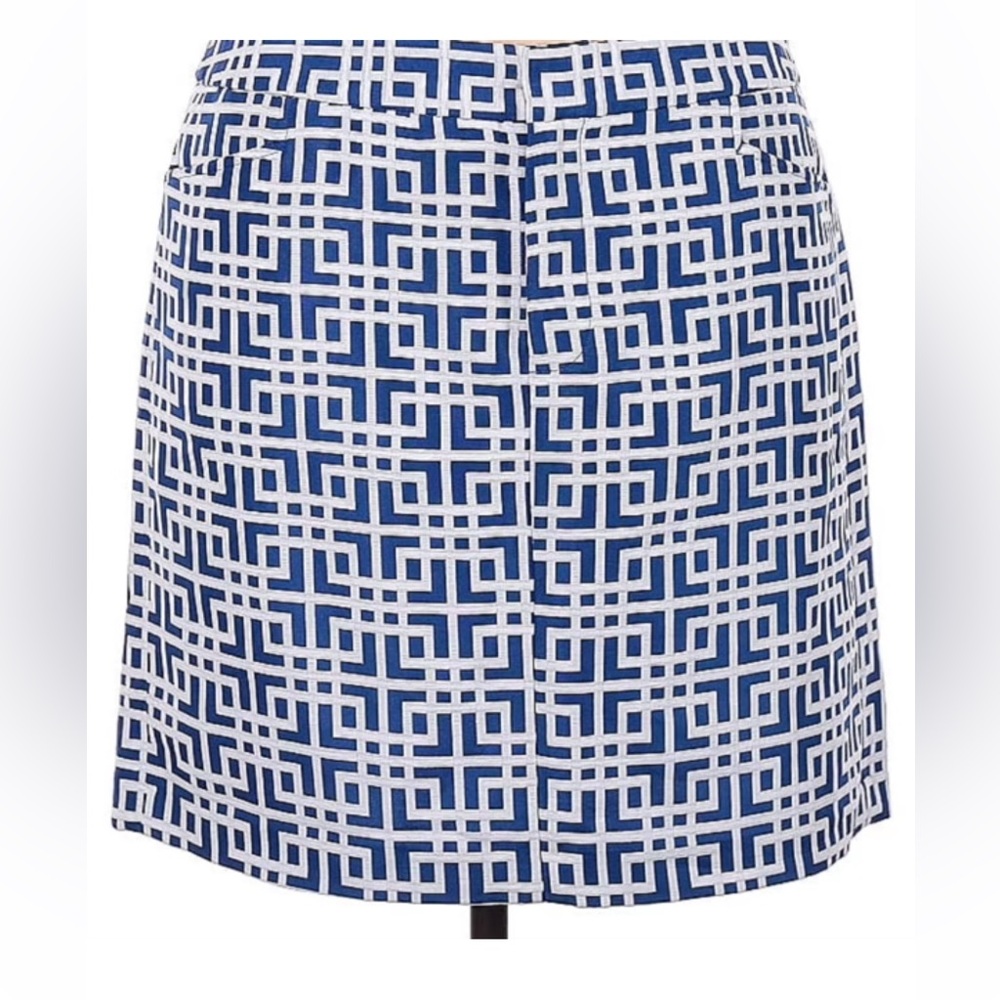 LOFT Blue and White Geometric Mini Skirt